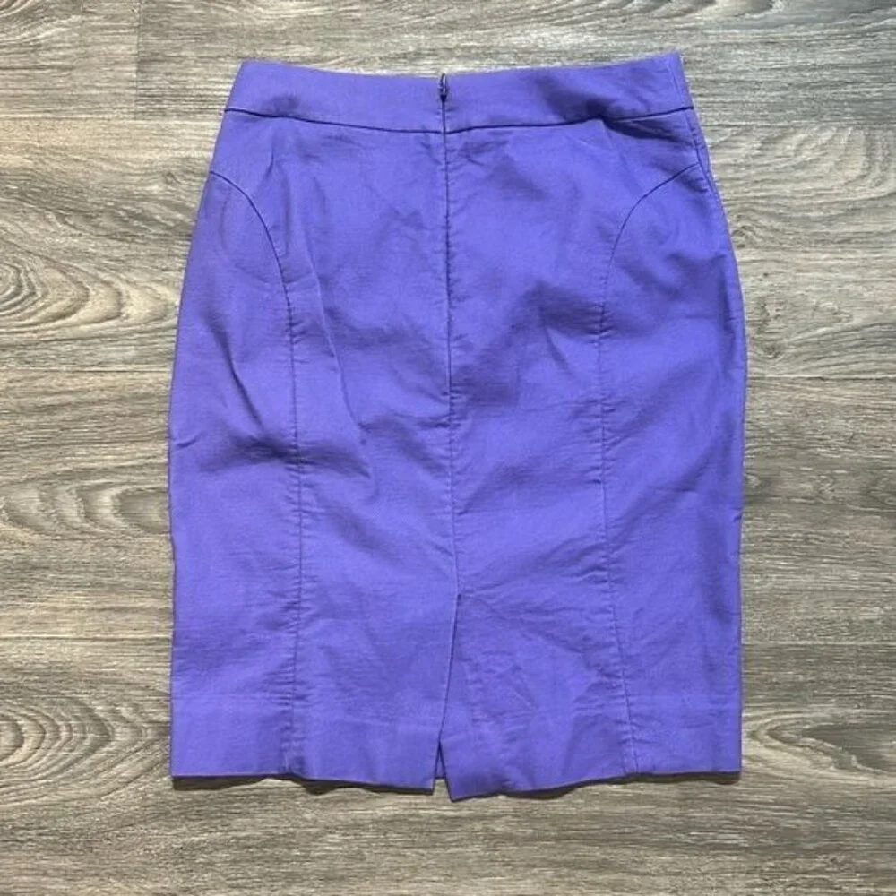 J. Crew Pencil Skirt 0 Lilac Lavender Light Purple Cotton Twill Spring Twee